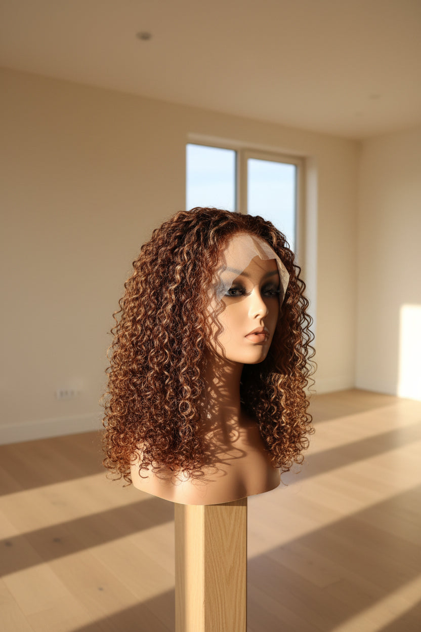 💯Remy Virgin curly lace frontal 20inch HD Glueless Wig.